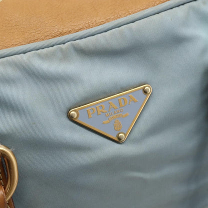 Prada PRADA Shoulder Bag Nylon Light Blue Gold Authentic 179021