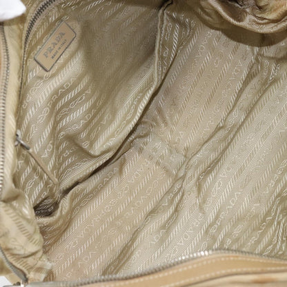 Prada PRADA Hand Bag Nylon Beige Silver Authentic 166752