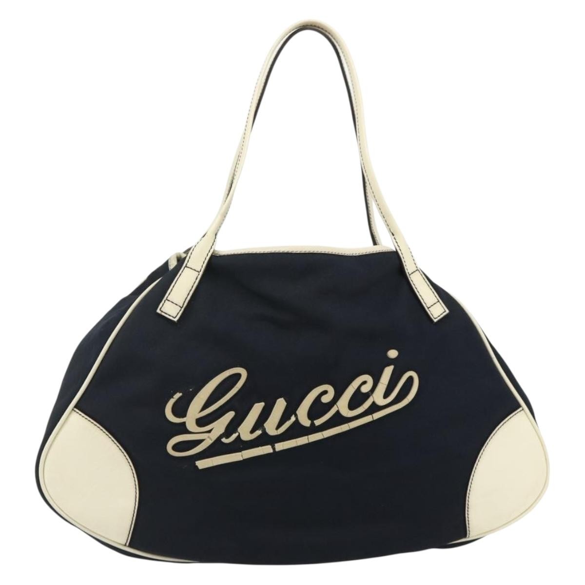 Gucci GUCCI Tote Bag Canvas Gold Navy 169949 Authentic bs34912