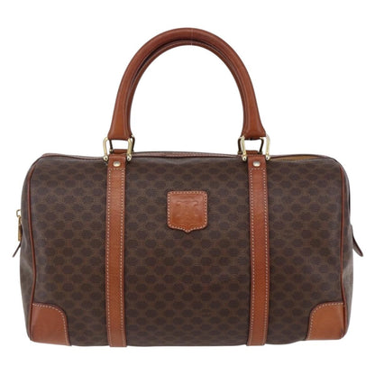 Celine CELINE Macadam Canvas Mini Boston Bag PVC Leather Brown Authentic ki6058