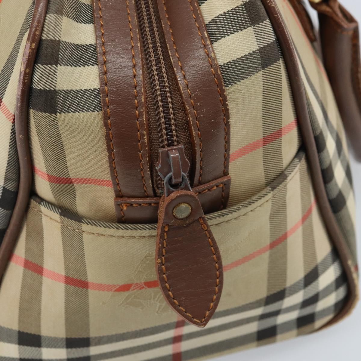 Burberry BURBERRY Nova Check Hand Bag Canvas Gold Beige Authentic bs33928