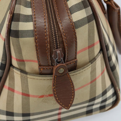 Burberry BURBERRY Nova Check Hand Bag Canvas Gold Beige Authentic bs33928