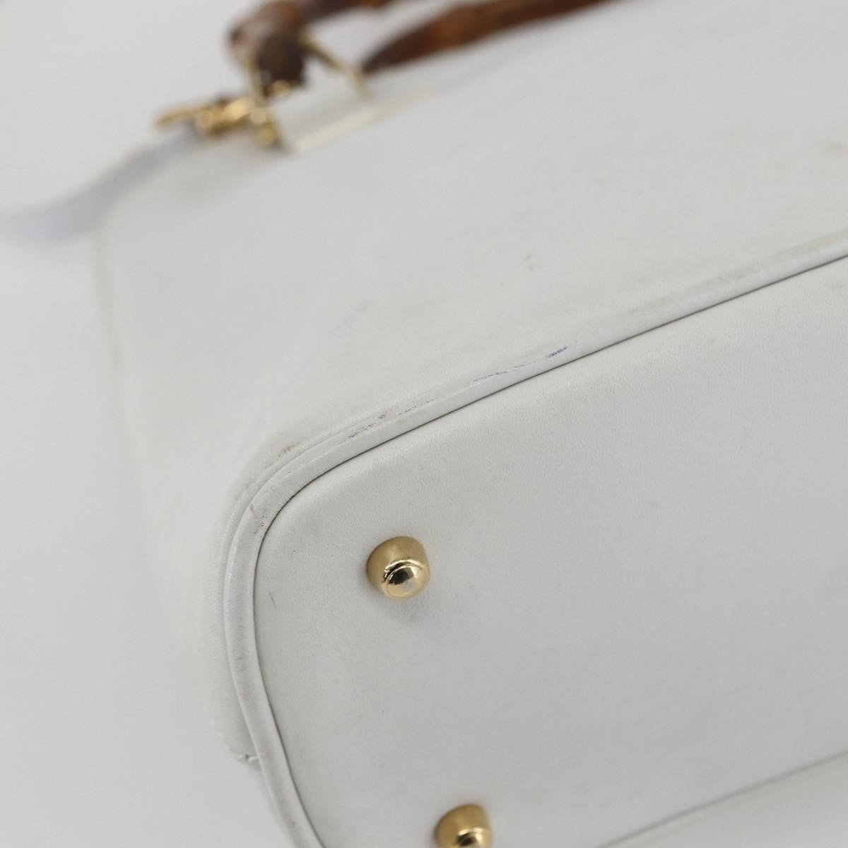 Gucci GUCCI Bamboo Hand Bag Leather White Gold Authentic ki6188