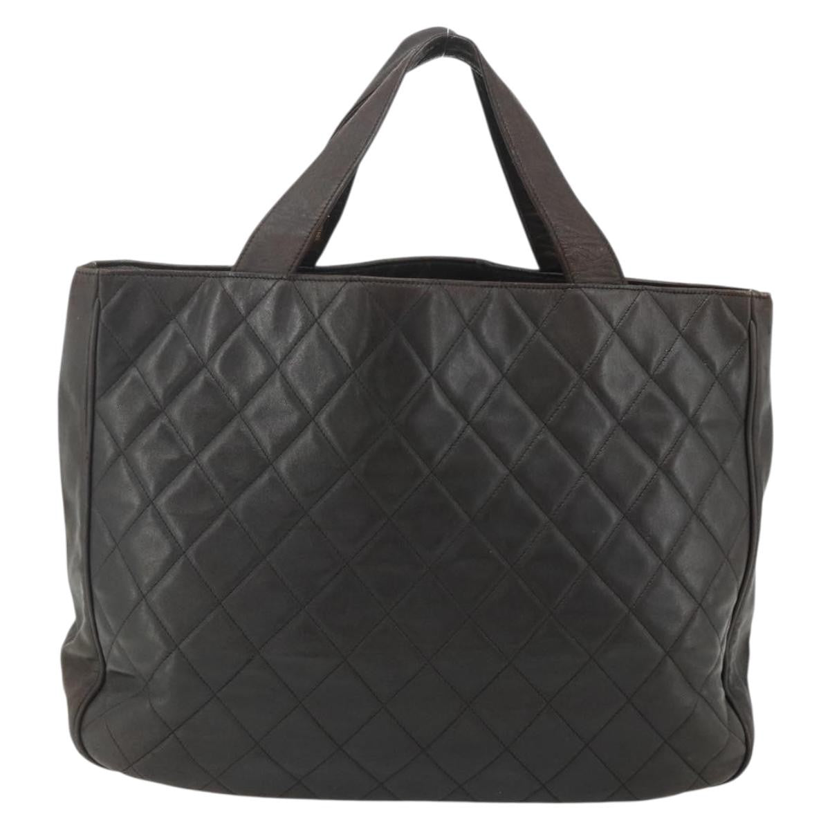 Chanel CHANEL Matelasse Tote Bag Leather Brown Gold CC Authentic bs28459