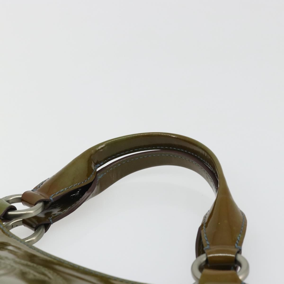 Cartier CARTIER Marcello Hand Bag Patent leather Green Silver Authentic bs34215
