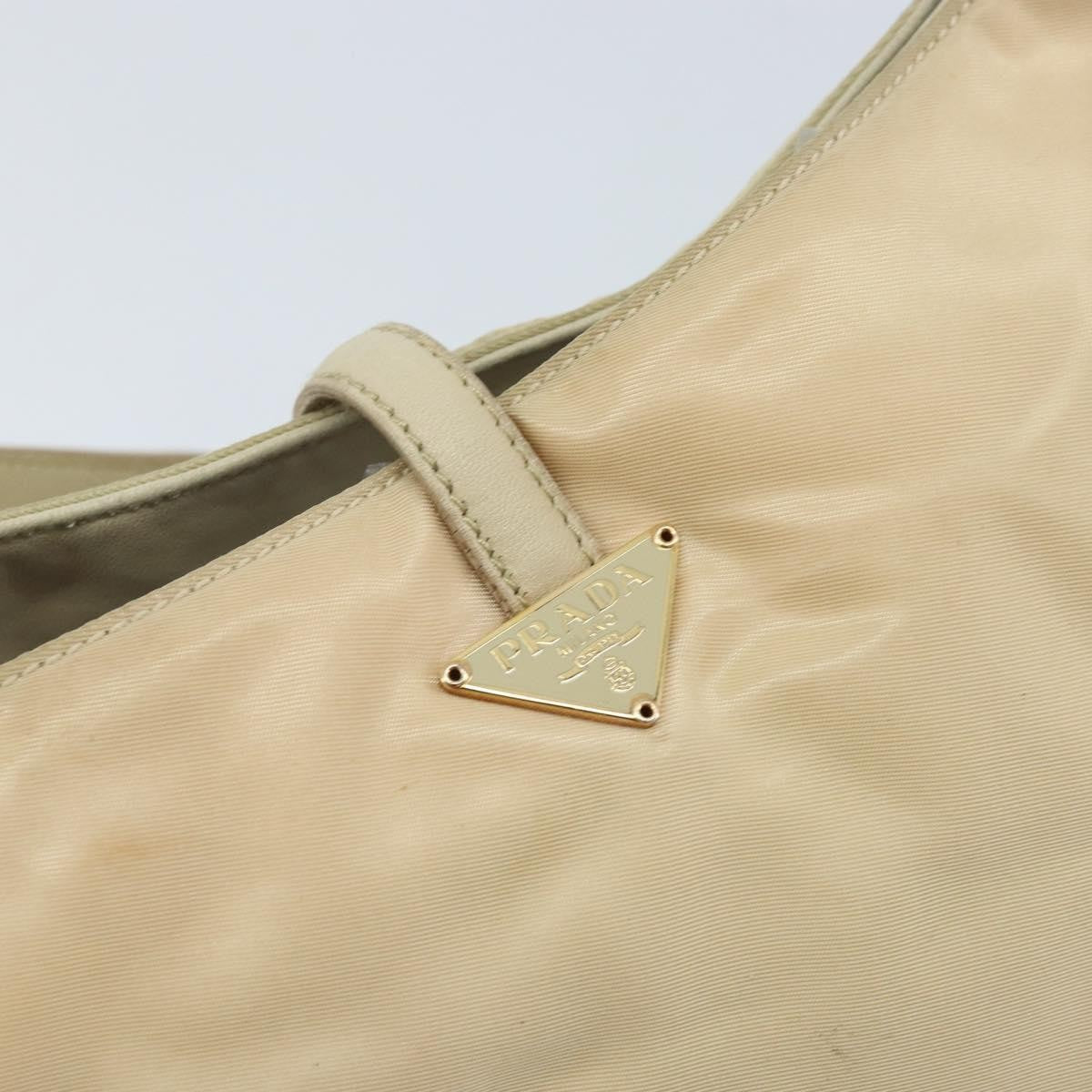Prada PRADA Shoulder Bag Nylon Beige Gold Authentic LNZ823
