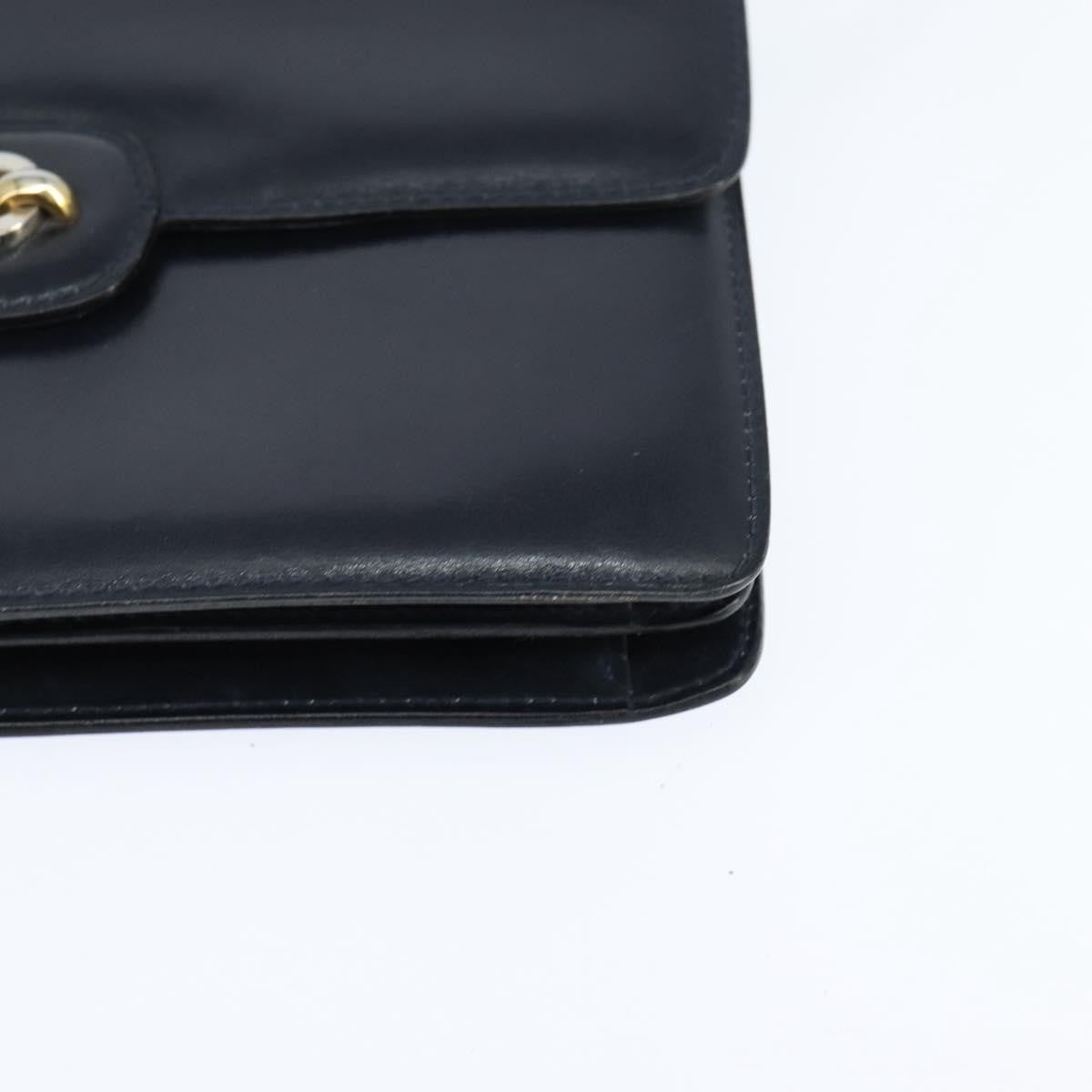 Celine CELINE Shoulder Bag Leather Navy Gold Authentic 149191