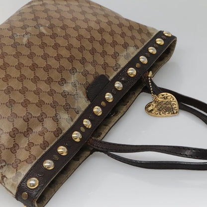 Gucci GUCCI GG Crystal Tote Bag Coated Canvas Beige Gold 207291 Authentic 139548