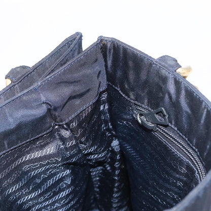 Prada PRADA Hand Bag Nylon Navy Gold Authentic 156119