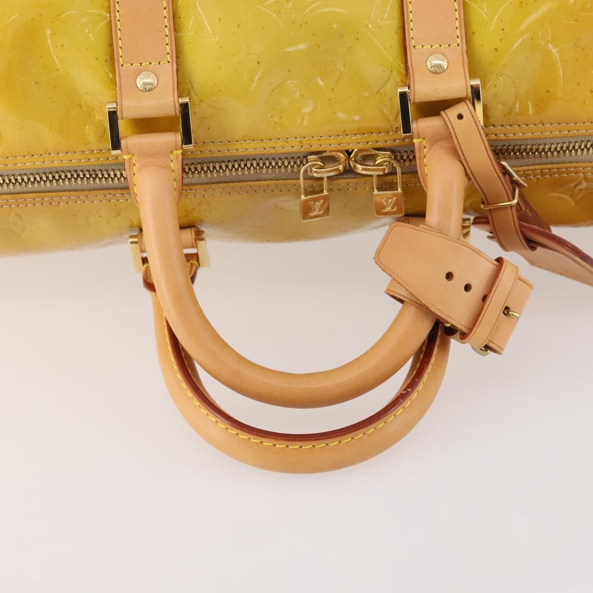 Louis Vuitton LOUIS VUITTON Monogram Vernis Mercer Boston Bag Beige M91000 LV Authentic ARZ413