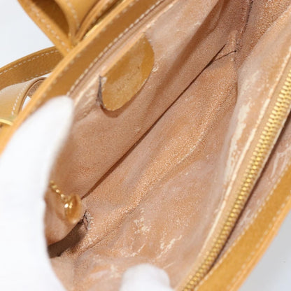 Gucci GUCCI Hand Bag Leather 2way Beige Gold Authentic 173886