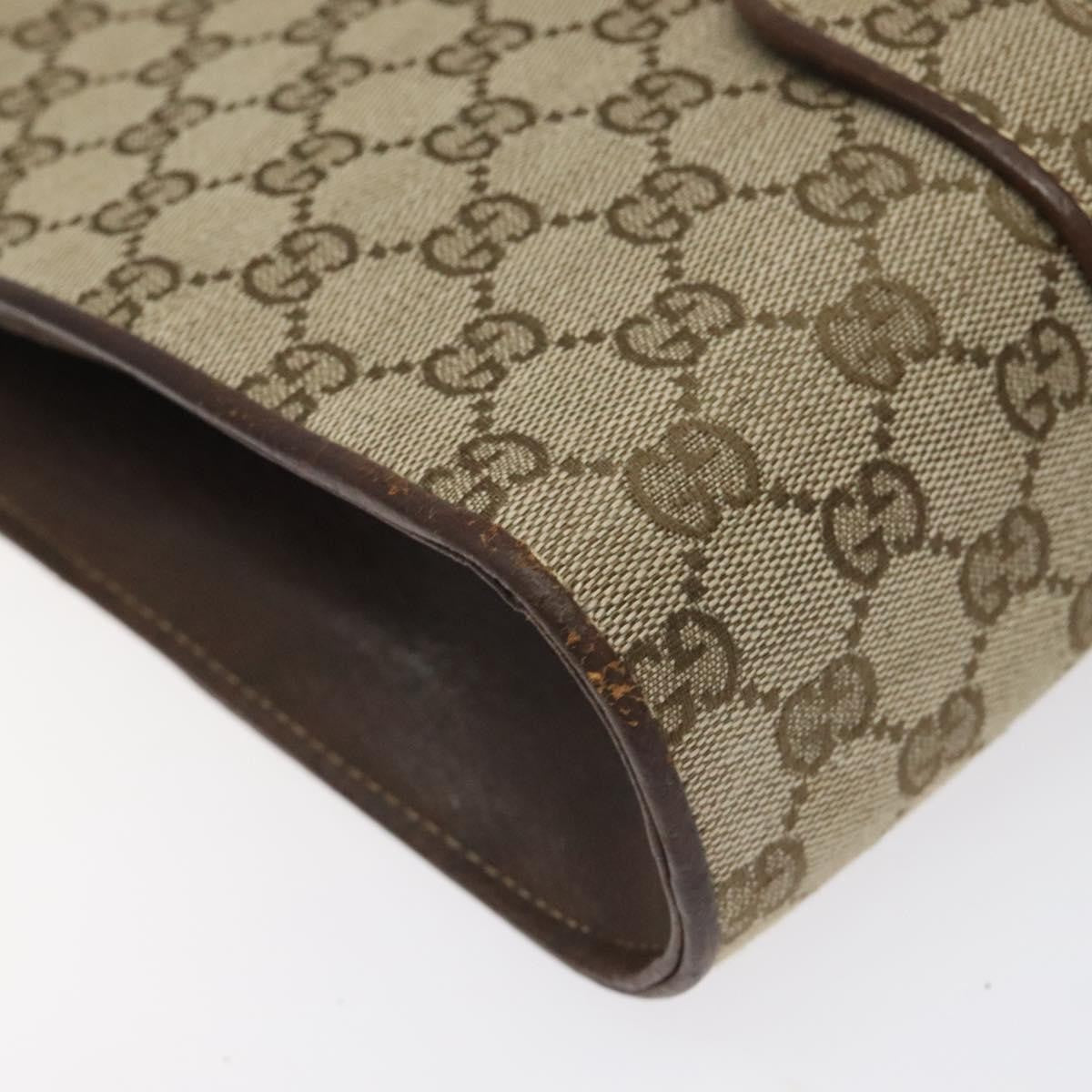 Gucci GUCCI GG Canvas Shoulder Bag Beige Gold Authentic bs27064