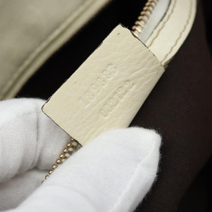 Gucci GUCCI Hand Bag Leather White Gold 189883 Authentic ka2690