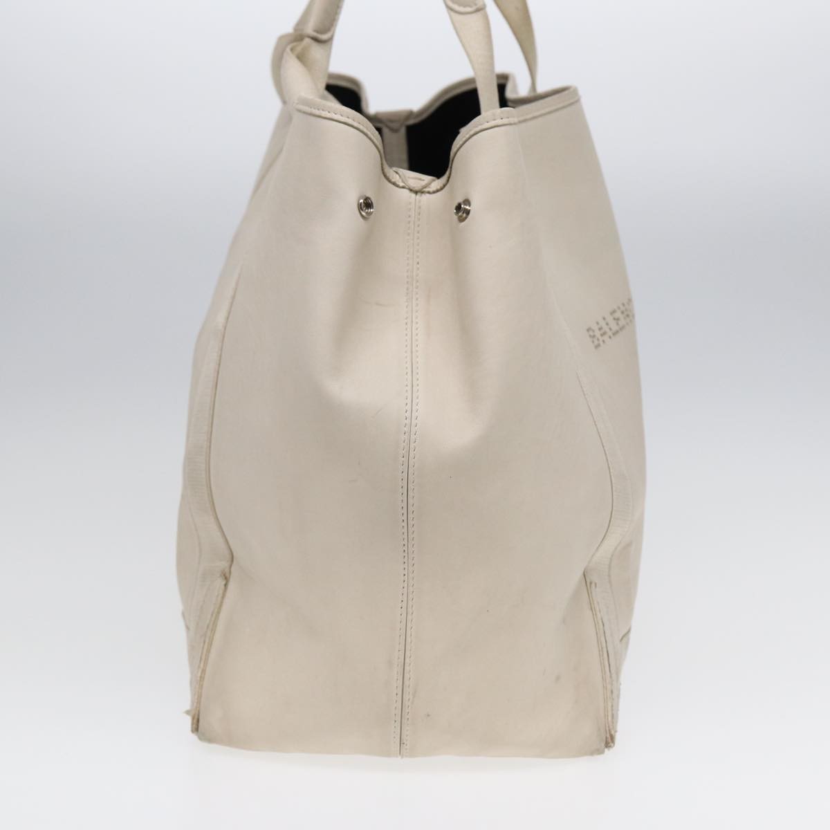 Balenciaga BALENCIAGA Navy Cabas Hand Bag Leather White Silver 339936 Authentic bs17140