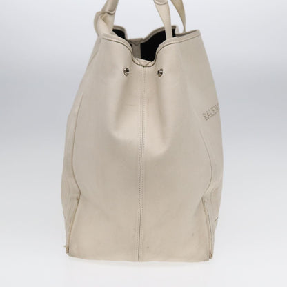Balenciaga BALENCIAGA Navy Cabas Hand Bag Leather White Silver 339936 Authentic bs17140
