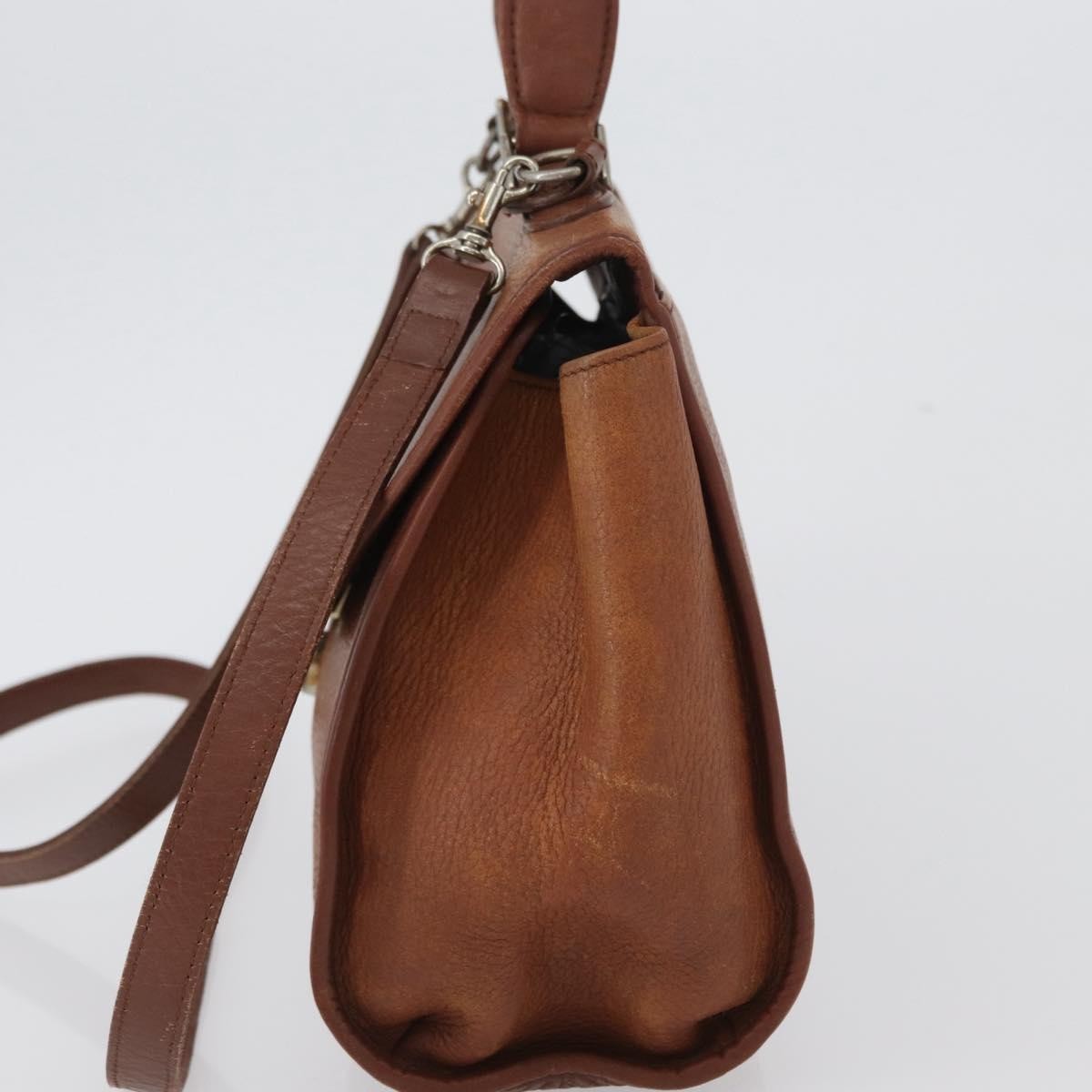 Burberrys Burberrys Nova Check Hand Bag Leather 2way Brown Gold Authentic bs33202