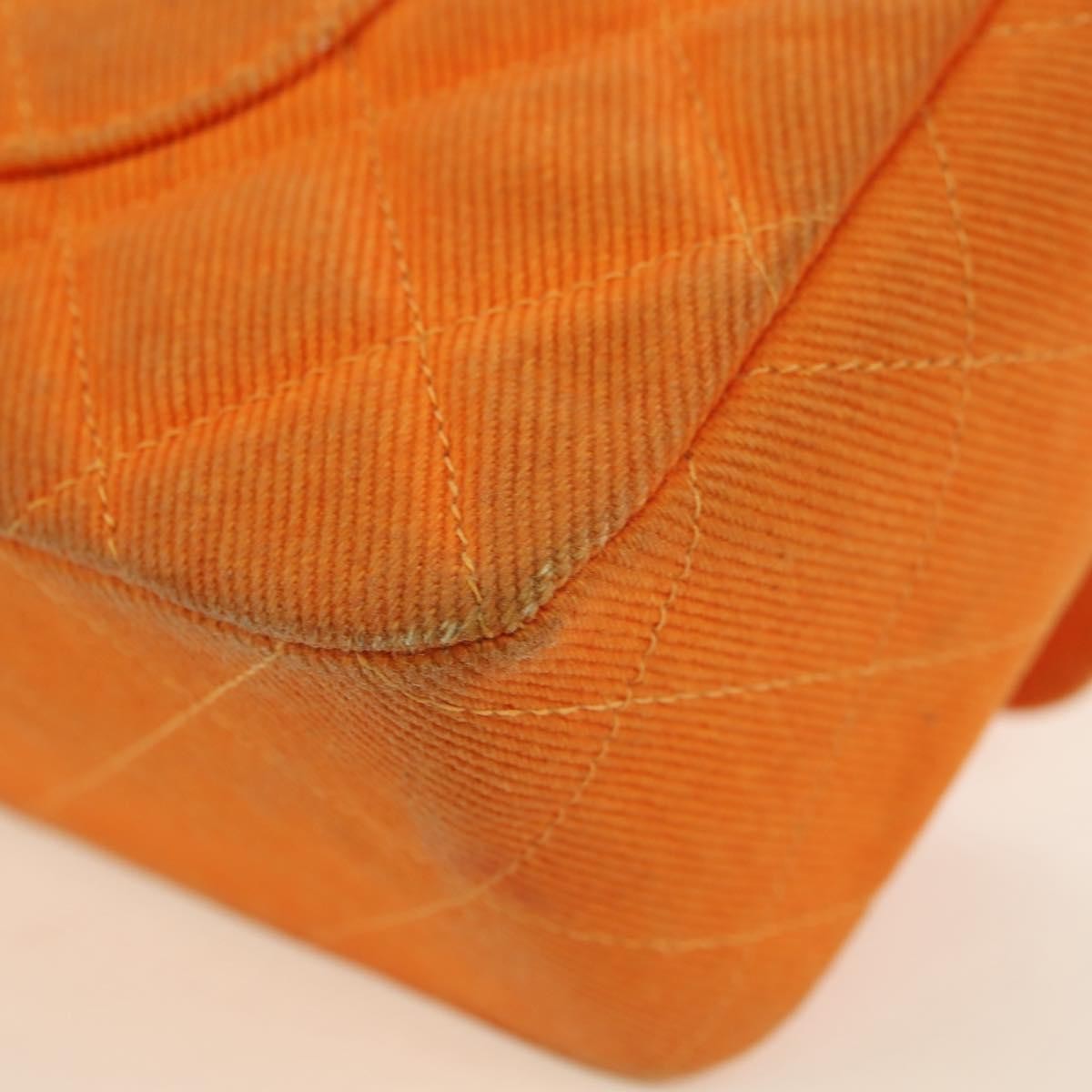Chanel CHANEL Matelasse 25 Chain Shoulder Bag Corduroy Orange Gold CC Authentic 179800V