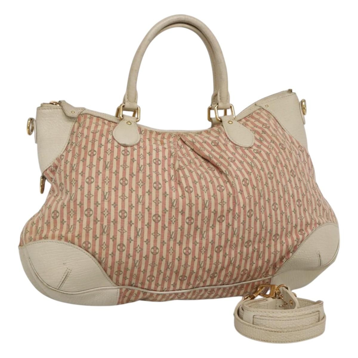 Louis Vuitton LOUIS VUITTON Mini Lin Marina GM Hand Bag Croisette 2way Pink M95493 Authentic EC192