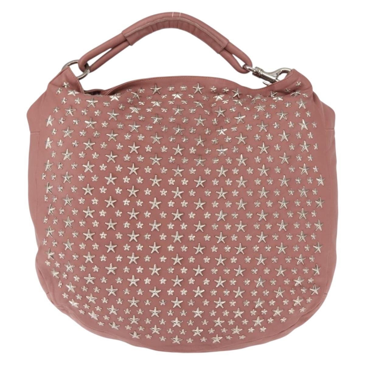 Jimmy Choo Jimmy Choo Star Studs Shoulder Bag Leather Pink Silver Authentic BA6611