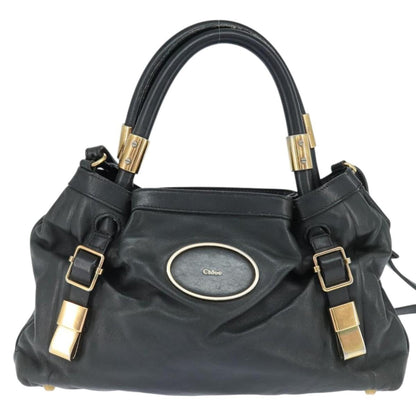 Chloé Chloé Chloe Victoria Hand Bag Leather 2way Black Gold Authentic am9563