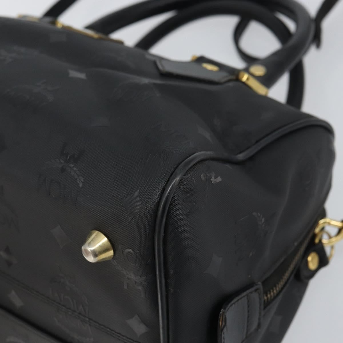 MCM MCM Vicetos Logogram Hand Bag PVC 2way Black Gold Authentic 160735
