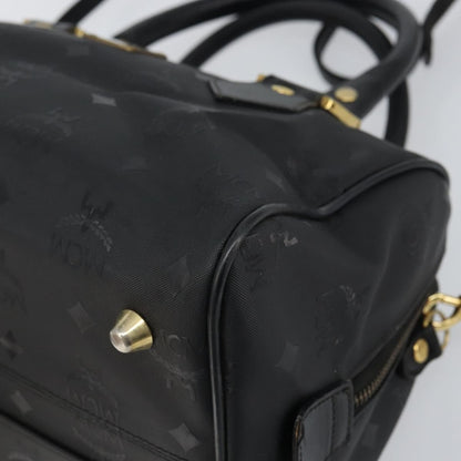 MCM MCM Vicetos Logogram Hand Bag PVC 2way Black Gold Authentic 160735