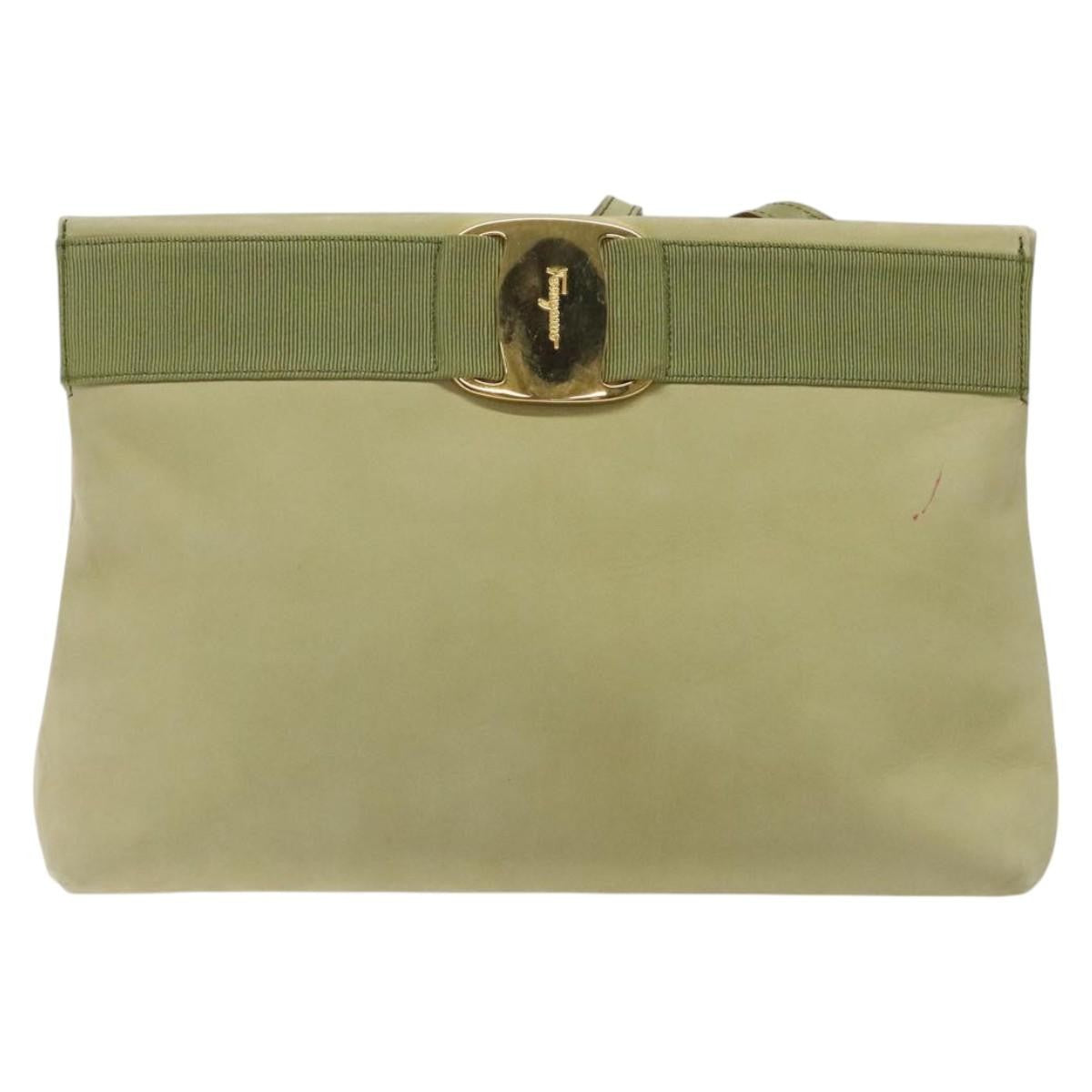 Salvatore Ferragamo Salvatore Ferragamo Shoulder Bag Suede Green Gold Authentic bs25782
