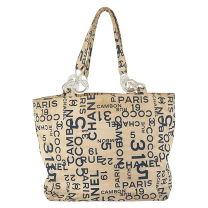 Chanel CHANEL By Sea Line Tote Bag Canvas White Silver CC Authentic 179915