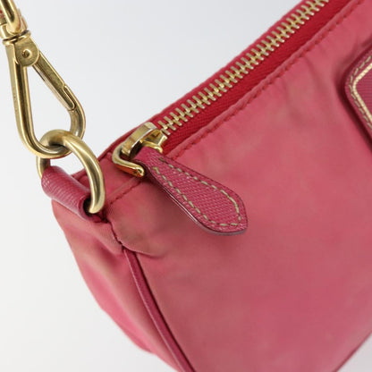 Prada PRADA Shoulder Bag Nylon Leather Pink Gold Authentic 155082