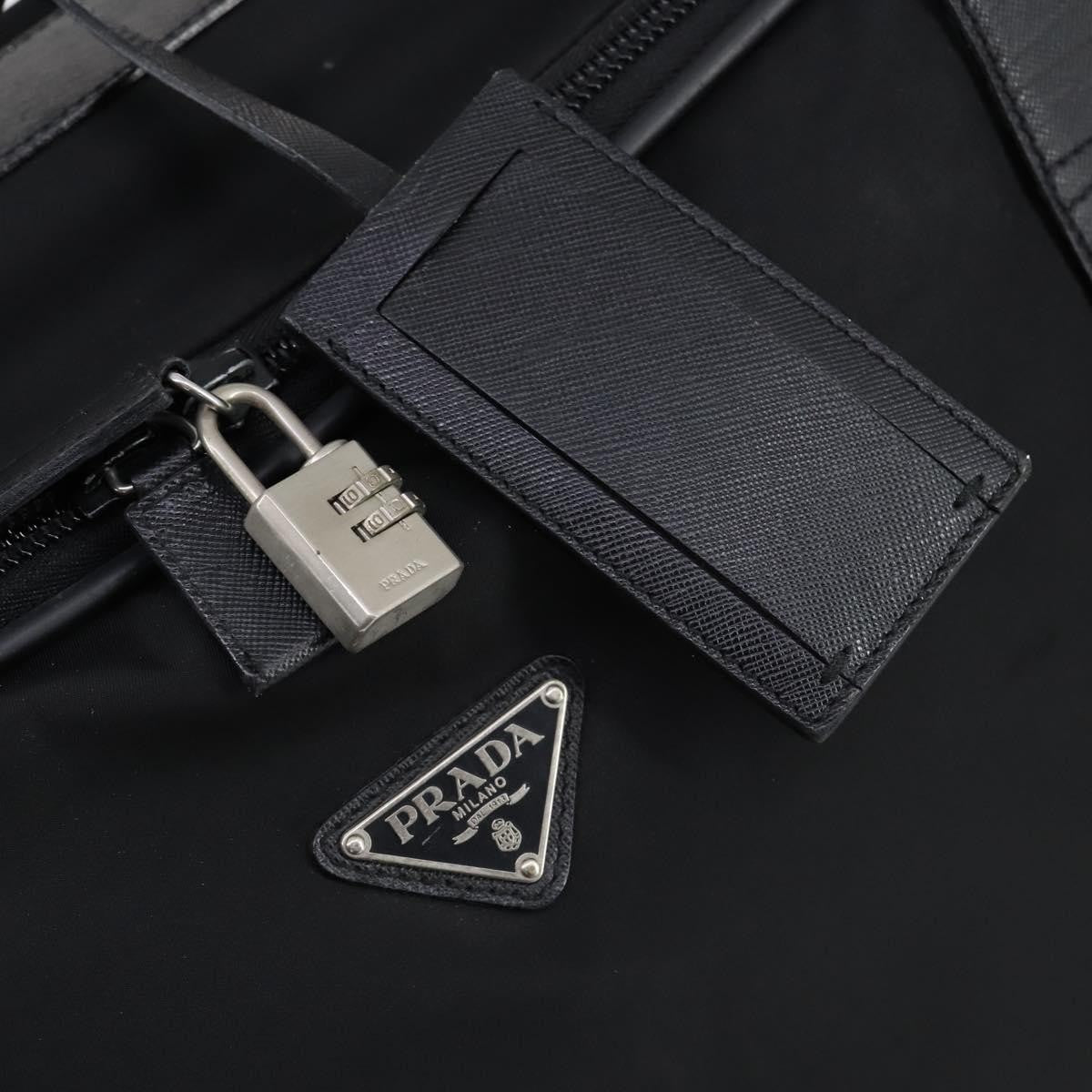 Prada PRADA Trunk Nylon Black Silver Authentic am9650 Bag
