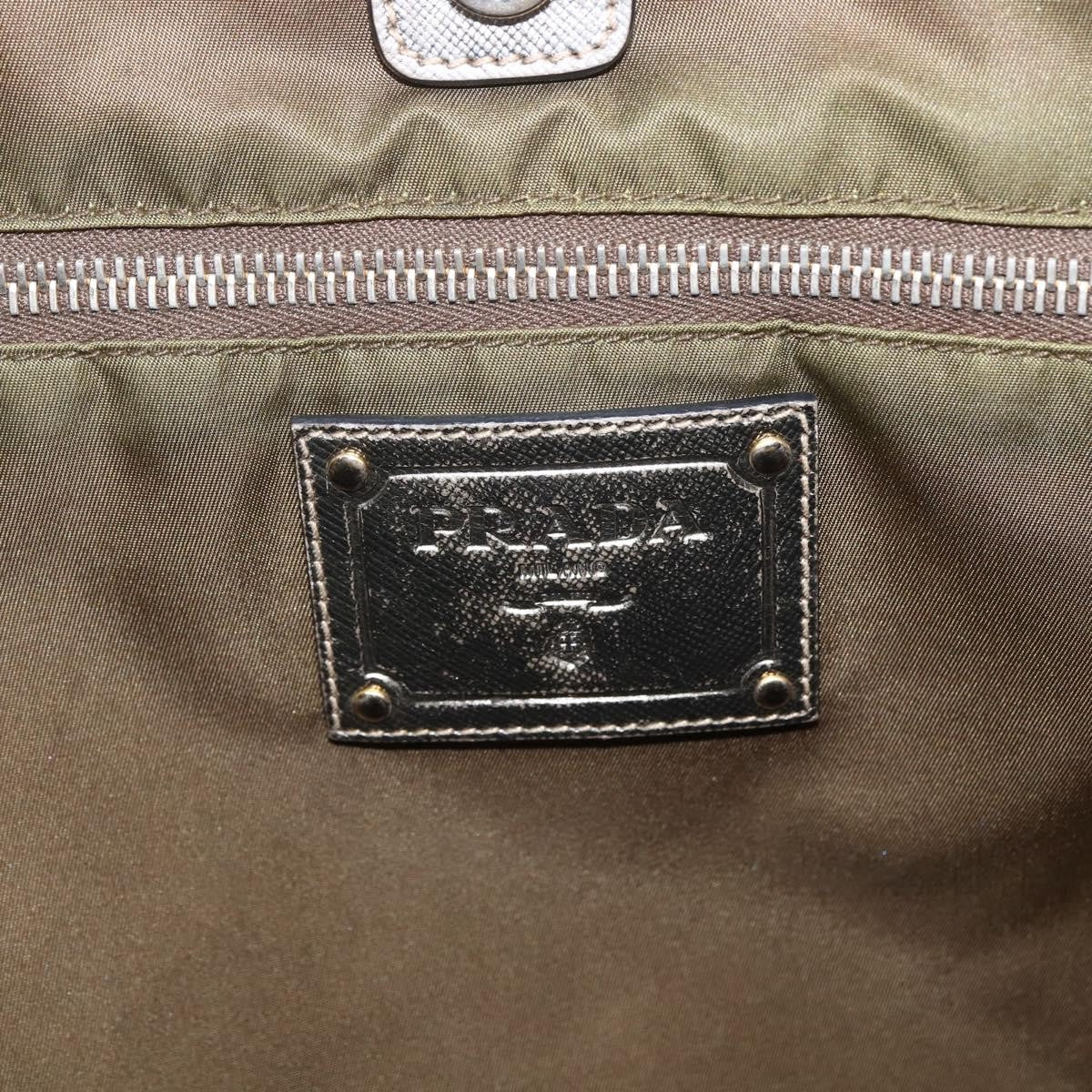 Prada PRADA Hand Bag Nylon Khaki Gold Authentic 159131
