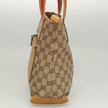 Gucci GUCCI GG Canvas Tote Bag Beige Silver 019 0402 Authentic th5862