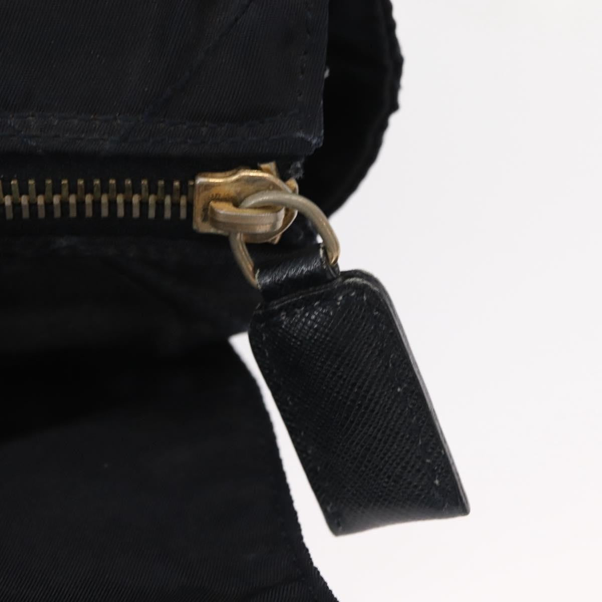 Prada PRADA Chain Shoulder Bag Nylon Navy Gold Authentic ka893
