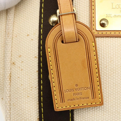 Louis Vuitton LOUIS VUITTON Antigua Cabas PM Hand Bag Black Beige M40039 LV Authentic BA11190