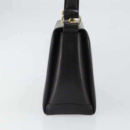 Gucci GUCCI Shoulder Bag Leather Black Gold Authentic mr1988