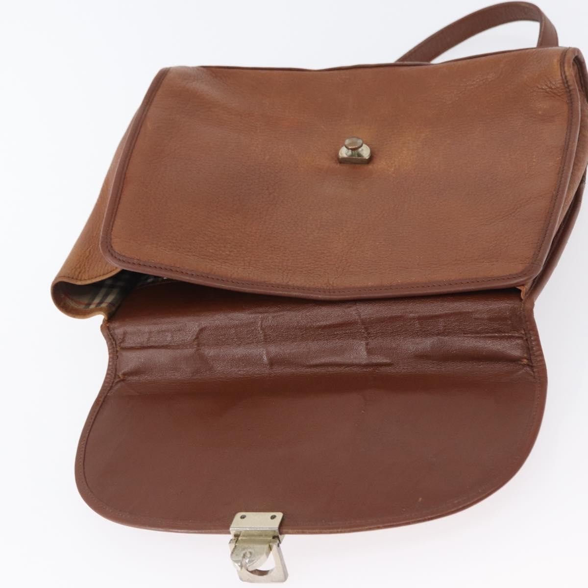 Burberrys Burberrys Nova Check Hand Bag Leather 2way Brown Gold Authentic bs33202