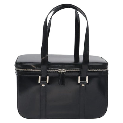 Gucci GUCCI Hand Bag Enamel Black Silver Authentic am8761