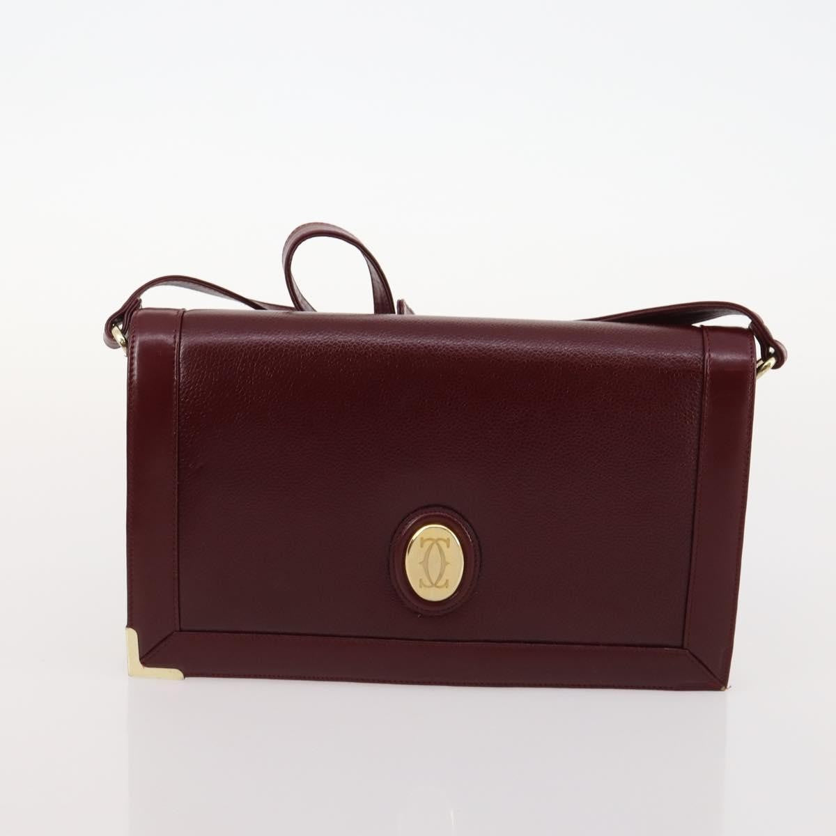 Cartier CARTIER Shoulder Bag Leather 5 Set Bordeaux Gold Authentic mr2108