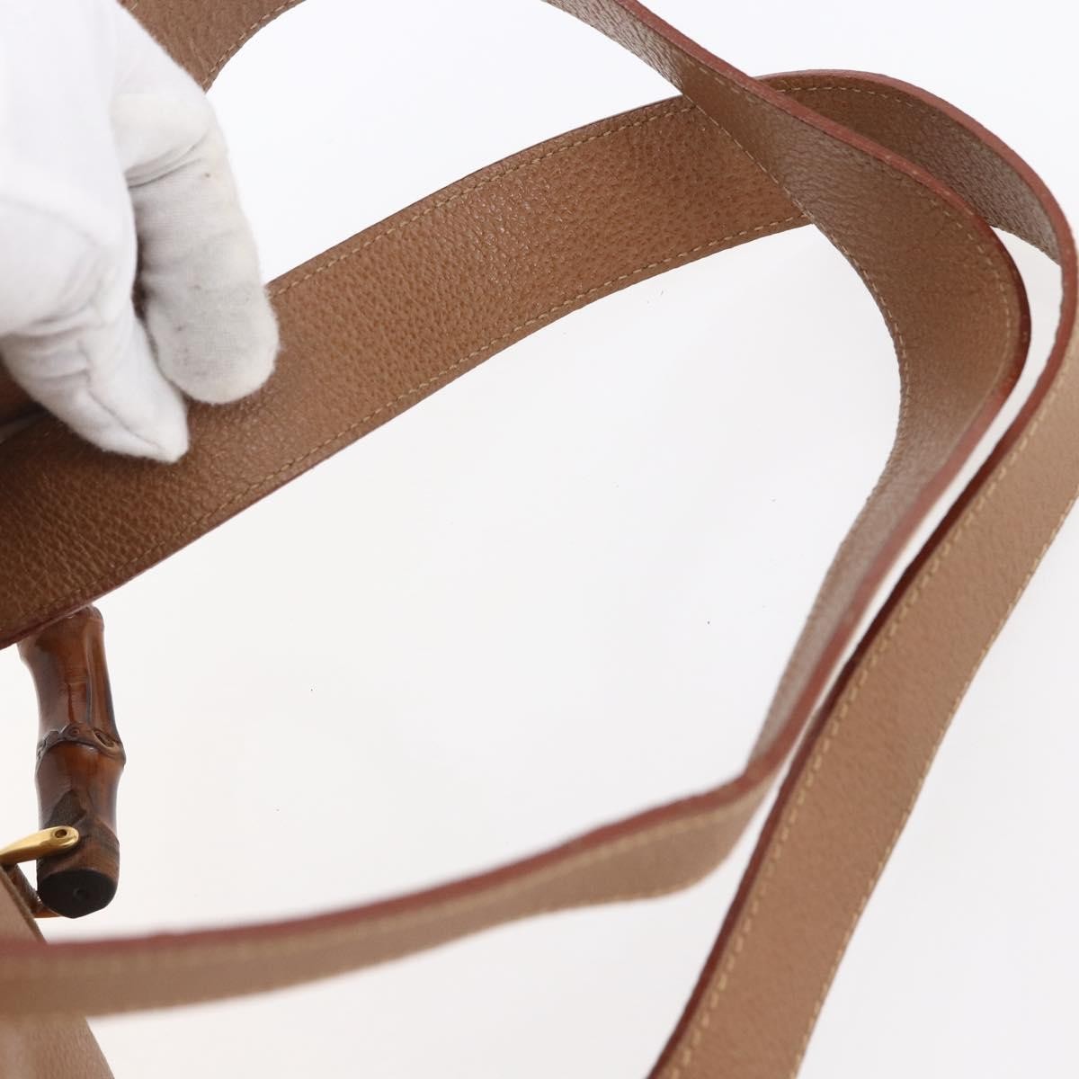 Gucci GUCCI Bamboo Backpack Suede Brown Gold 003 2058 0016 Authentic 148819 Bag