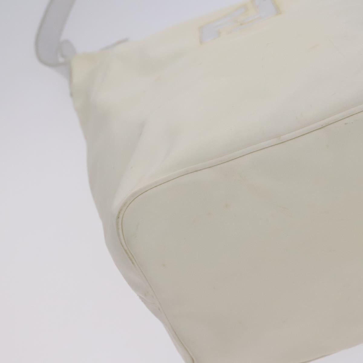 Fendi FENDI Shoulder Bag Nylon Leather Beige White Silver Authentic nb296