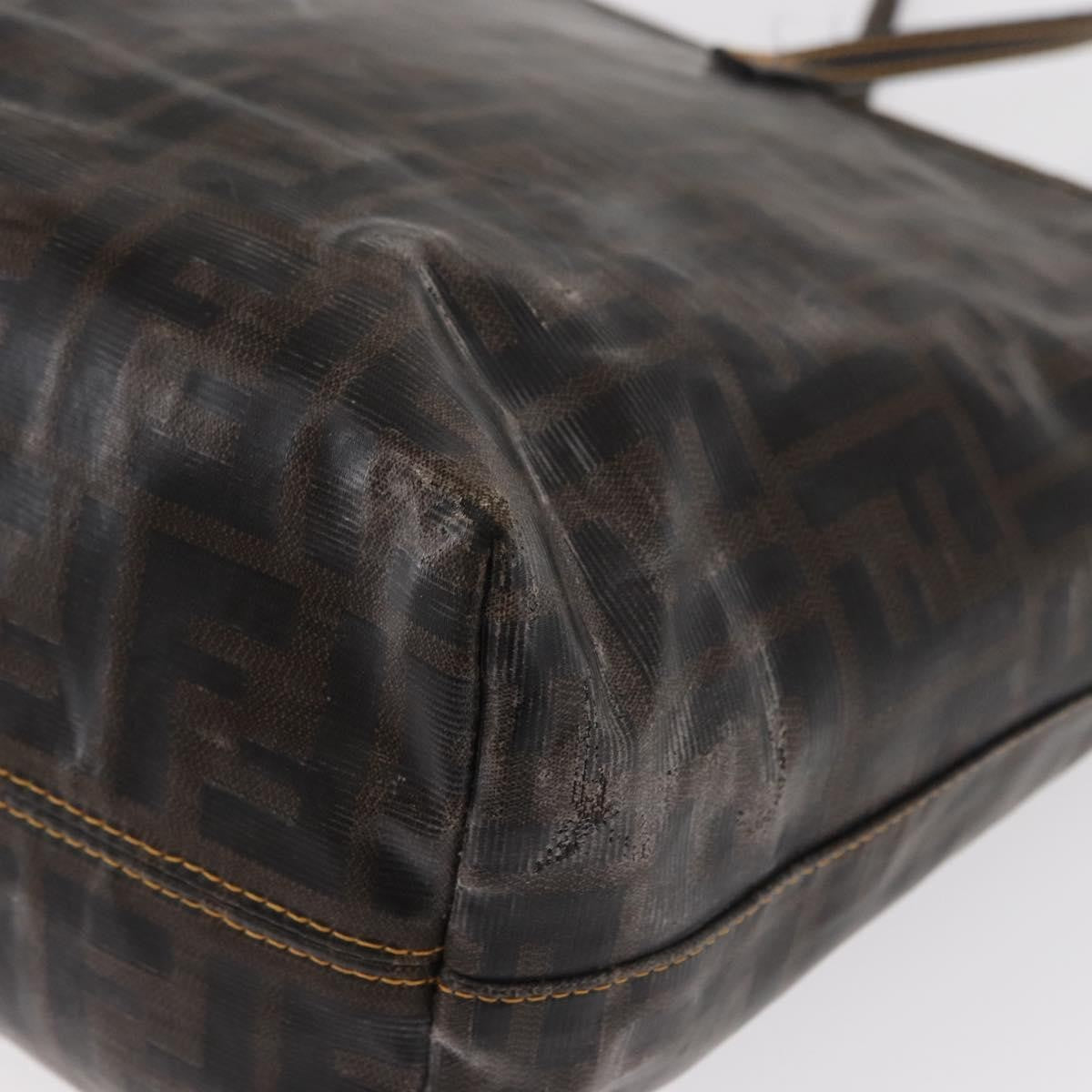 Fendi FENDI Zucca Canvas Tote Bag Coated Canvas Black Brown Authentic ka771