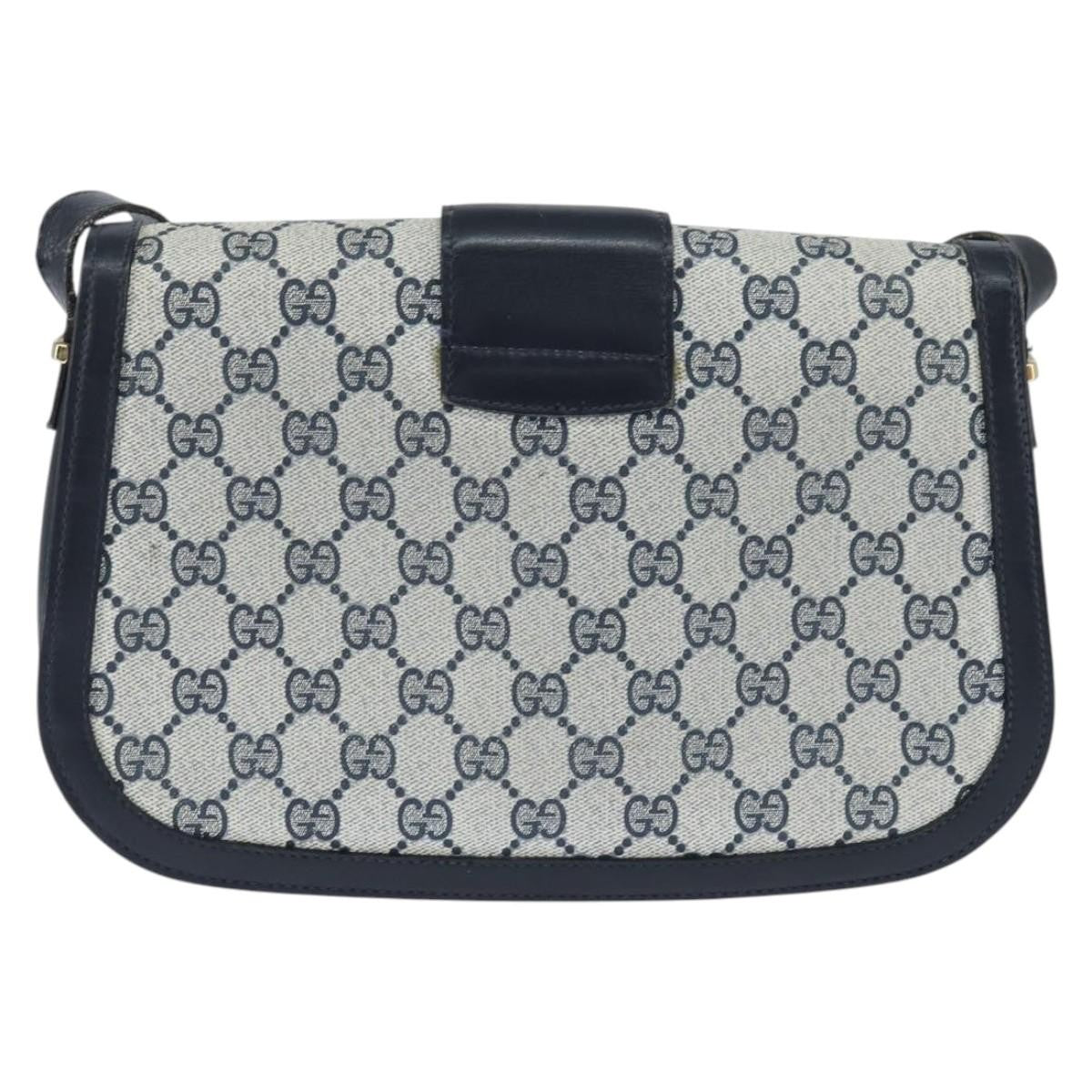 Gucci GUCCI GG Supreme Shoulder Bag PVC Navy Gold Authentic 150027