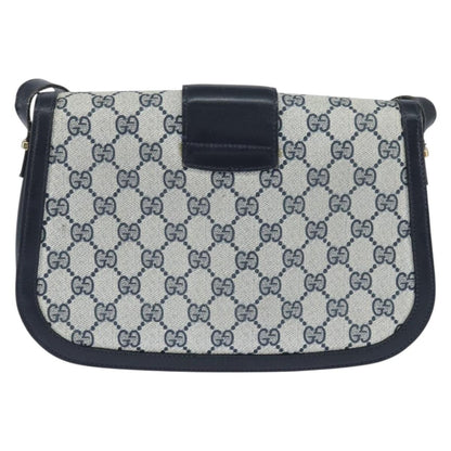 Gucci GUCCI GG Supreme Shoulder Bag PVC Navy Gold Authentic 150027
