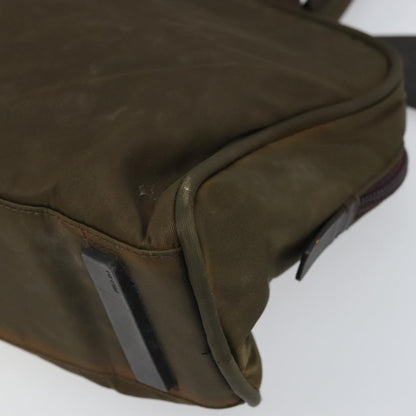 Prada PRADA Hand Bag Nylon Khaki Silver Authentic BA10374