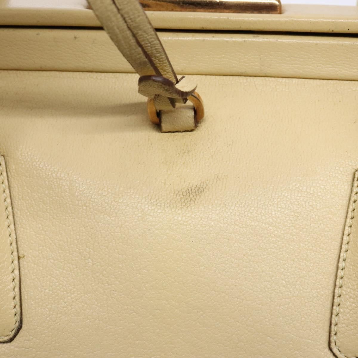 Prada PRADA Gamaguchi Hand Bag Leather Beige Gold Authentic 135924