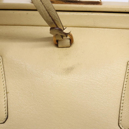 Prada PRADA Gamaguchi Hand Bag Leather Beige Gold Authentic 135924