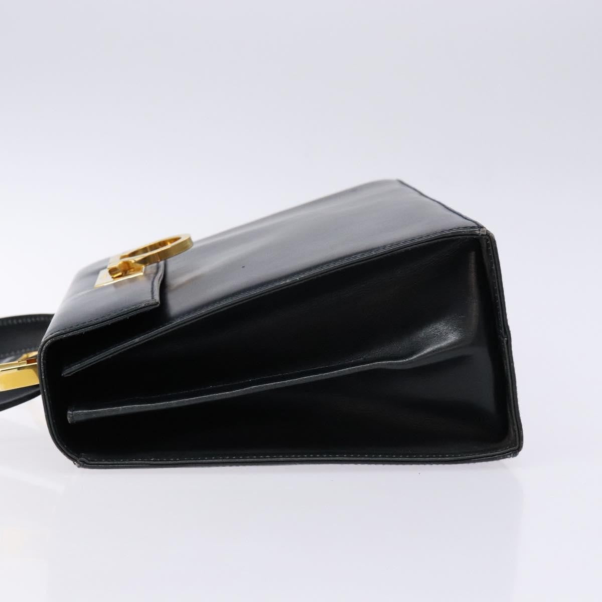 Salvatore Ferragamo Salvatore Ferragamo Gancini Hand Bag Leather 2way Navy Gold Authentic 133776