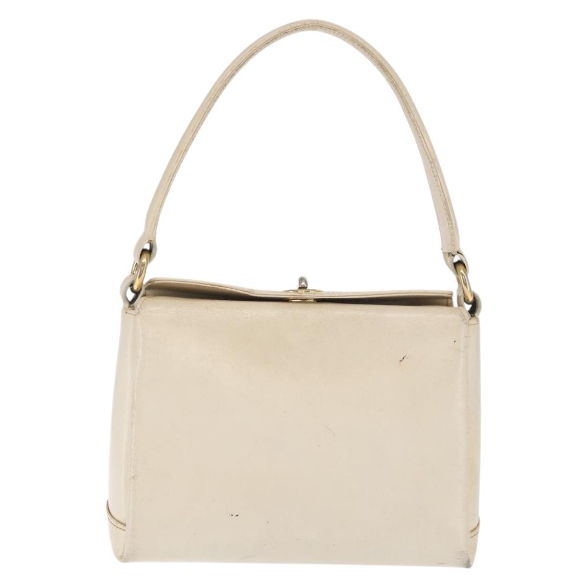Gucci GUCCI Hand Bag Leather White Silver Authentic ep13227