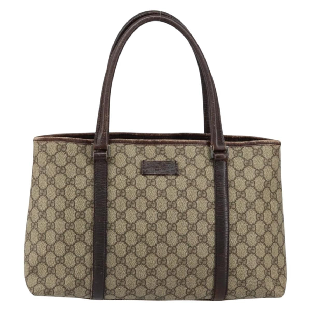Gucci GUCCI GG Supreme Tote Bag PVC Beige Silver 114595 Authentic ep12164