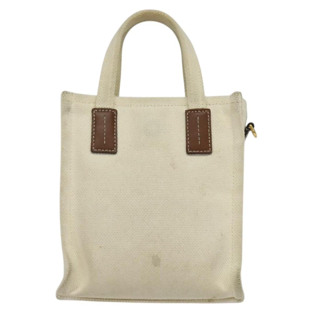 BALLY BALLY Crystalia XS Hand Bag Canvas 2way White Gold Authentic mr1384